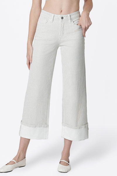 Lovervet Stripe Cuffed Crop Jean