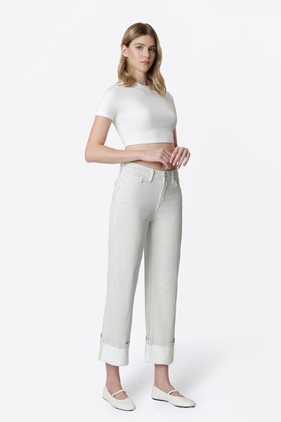 Lovervet Stripe Cuffed Crop Jean