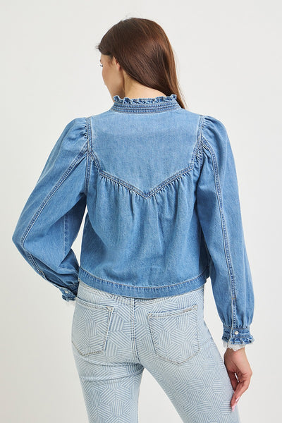 Laura Denim And Lace Top
