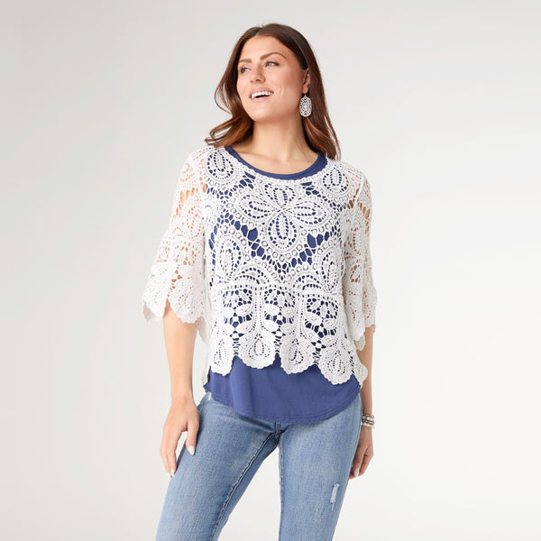 Kristi Crochet Top with Belle Sleeve