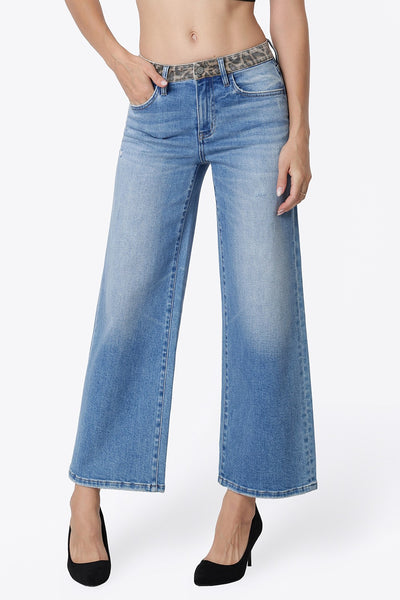 Vervet HR Wide Crop Leopard Detail Jean