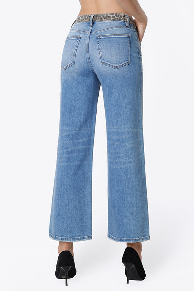 Vervet HR Wide Crop Leopard Detail Jean