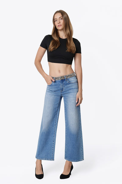 Vervet HR Wide Crop Leopard Detail Jean