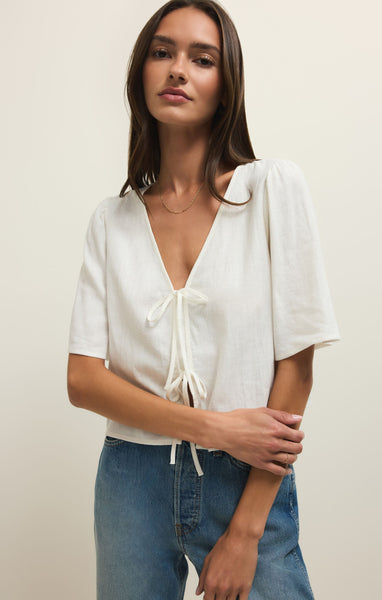 Z Supply La Belle Linen Top In White