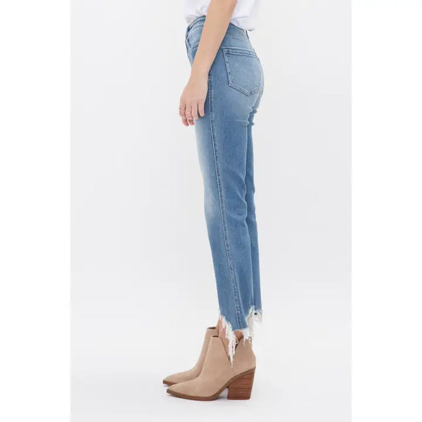 MICA HR Crop Flare With Uneven Hem Jean