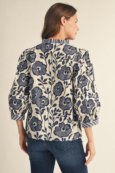 Navy Blooms Top