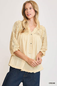 Gauze I Love Lace Top