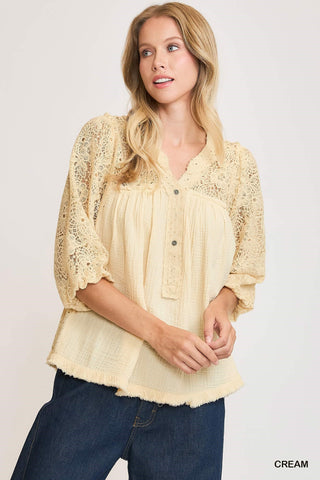 Gauze I Love Lace Top