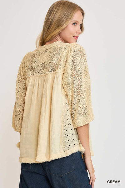 Gauze I Love Lace Top