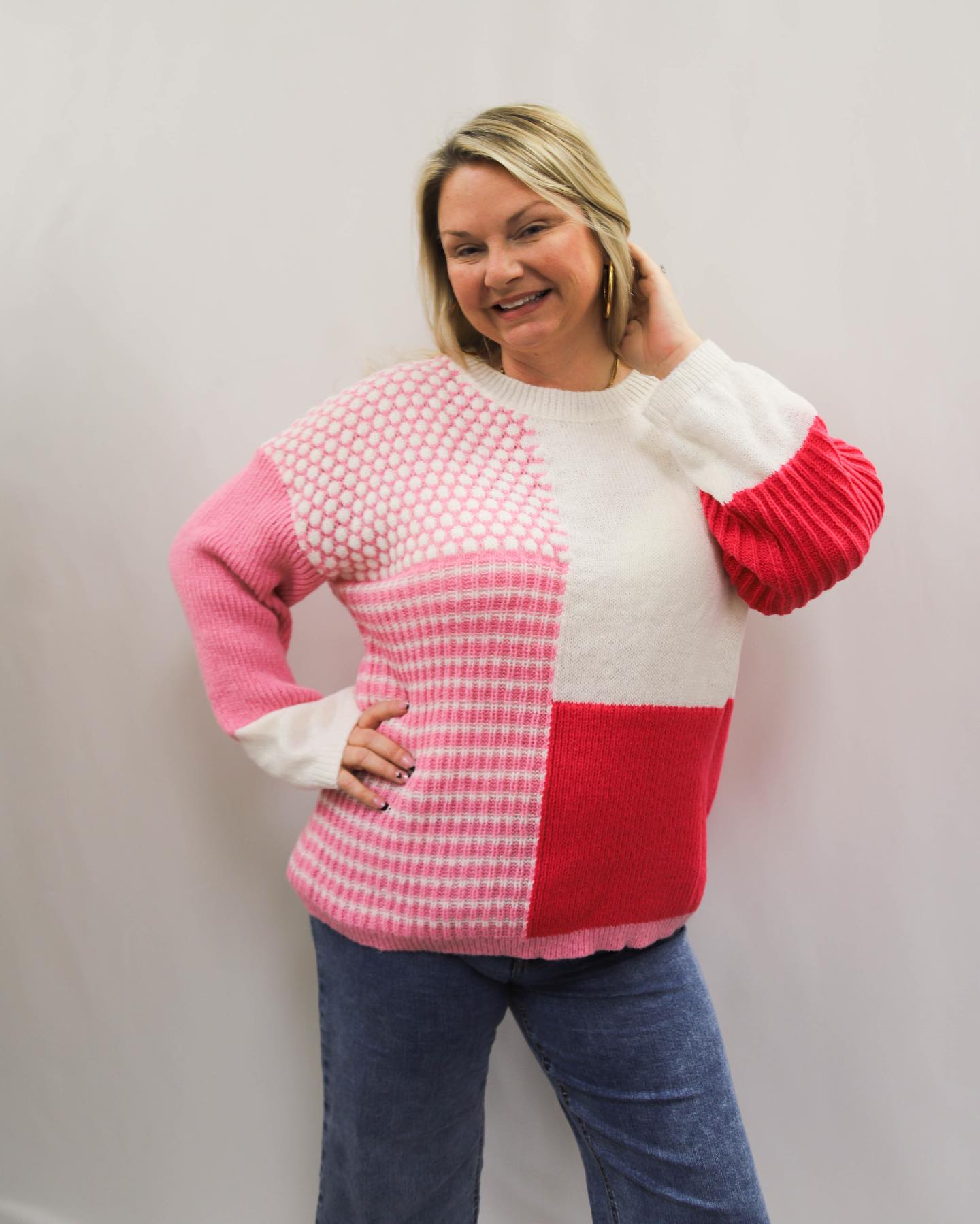 Pink Square Love Sweater