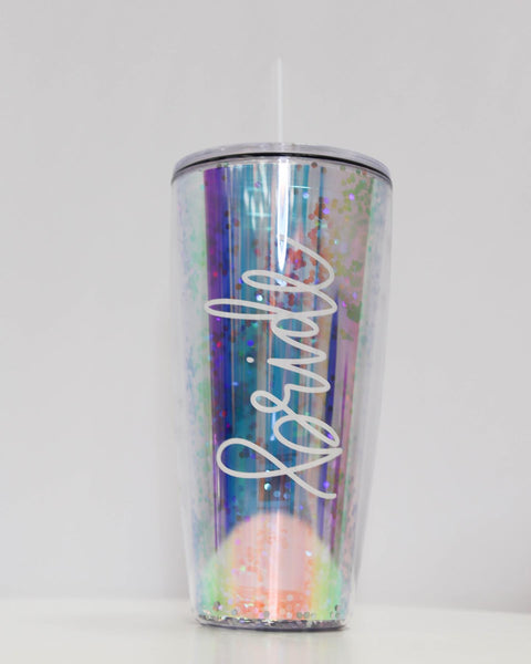 Glitter "Bride" Acrylic Tumbler w/Straw