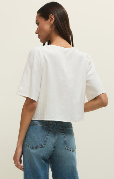 Z Supply La Belle Linen Top In White