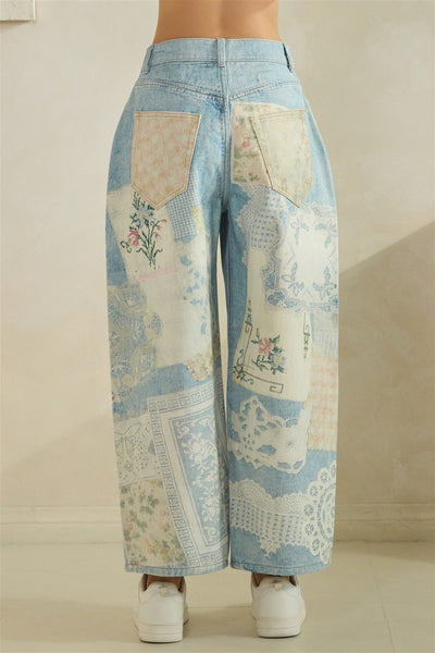 Printed Patch Straight Jean
