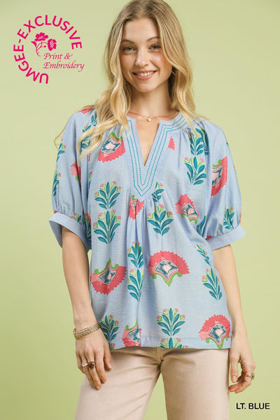 Blue Belle Flower Top