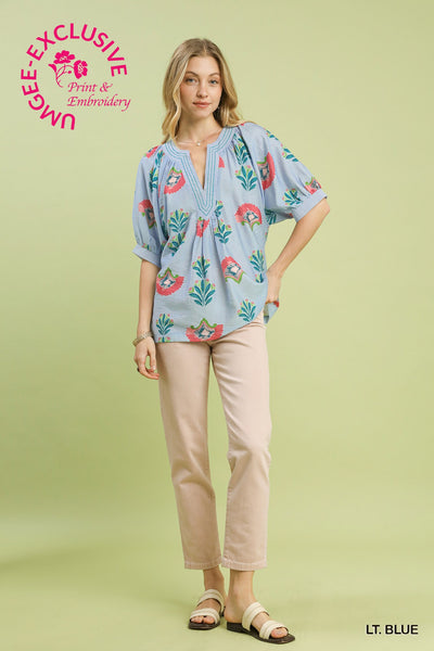 Blue Belle Flower Top