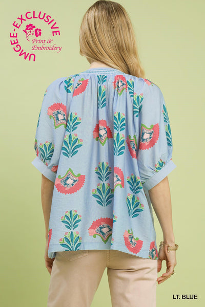 Blue Belle Flower Top