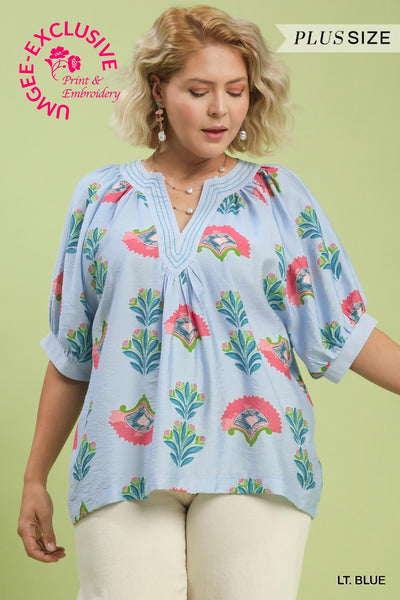 Blue Belle Flower Top