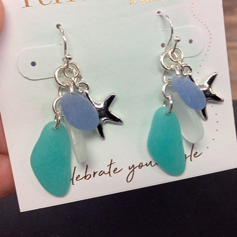 Periwinkle Sea Glass with SilverStarfish