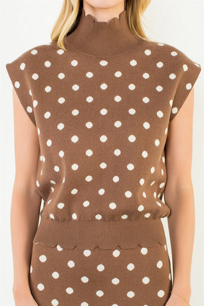 Sleeveless Polka Dot Sweater