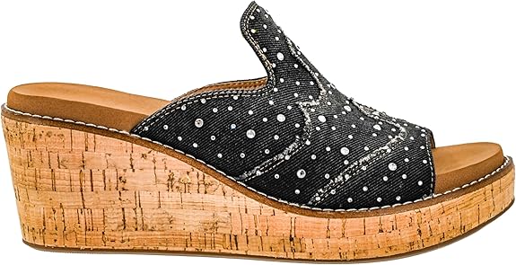 Corkys 'Neon Moon' Black Washed Denim Rhinestone Wedge