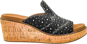 Corkys 'Neon Moon' Black Washed Denim Rhinestone Wedge