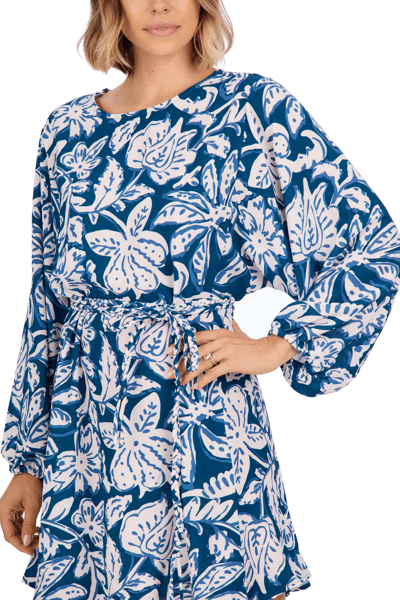 Dutton Flounce Dress Navy by Mud Pie