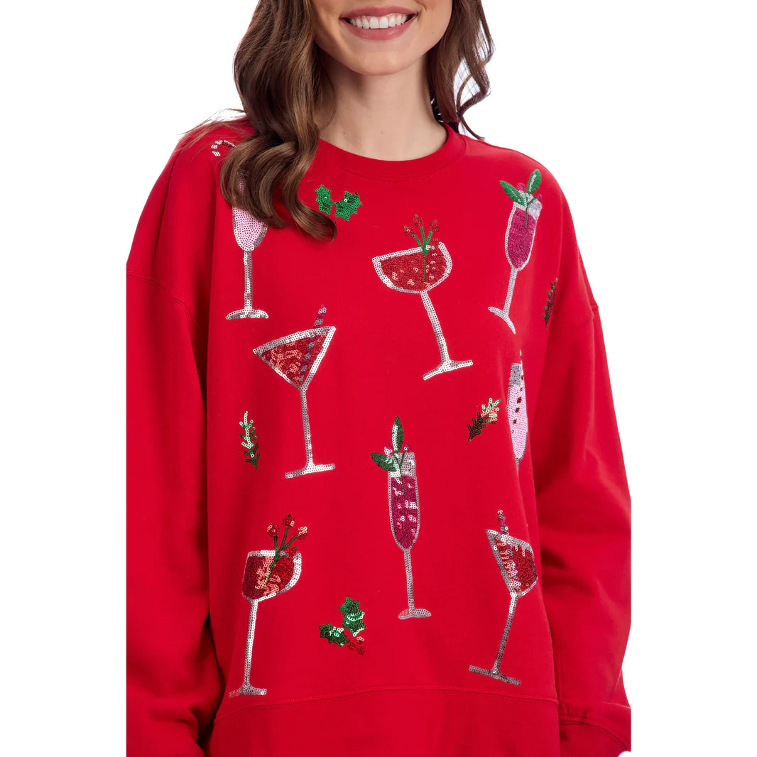 Holiday Sparkle Drink Mixer Sweatshirt by Mud Pie