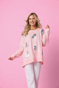 Halloween Pink Sequin Ghost Sweatshirt
