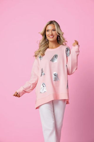 Halloween Pink Sequin Ghost Sweatshirt