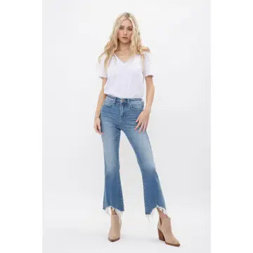 MICA HR Crop Flare With Uneven Hem Jean