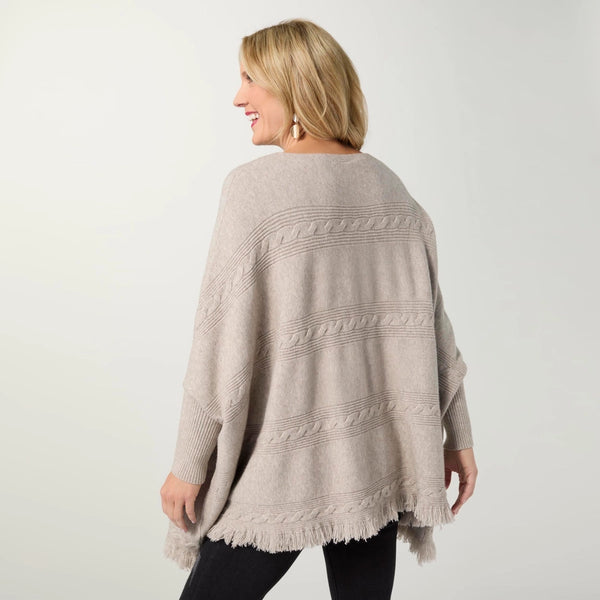 Luxe Cable Knit Boatneck Poncho by CoCo+Carmen