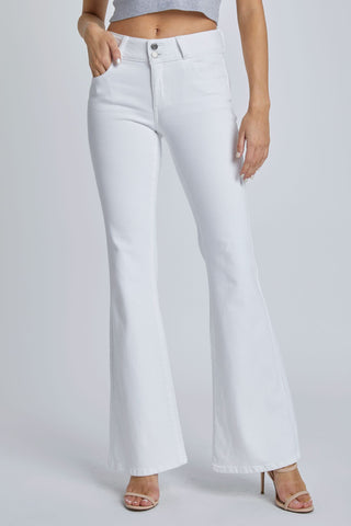 Cello MidRise White Flare Jeans