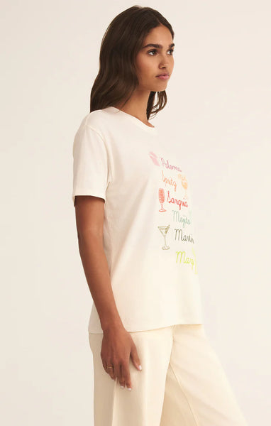 Z Supply Cocktails Boyfriend Tee Sea Salt