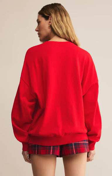 Z Supply Very Merry Festive Red Sunday Sweatshirt