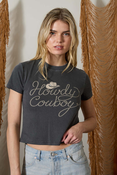 Howdy Cowboy Crop Tee