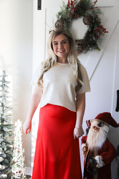 Tiny Sequins Short Sleeve Sweater