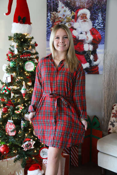 Flannel Dress in Red