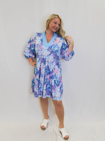 Simply Southern Contrast Dress in Reef