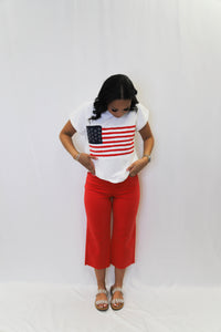 Judy Blue HW Tummy Control Crop Wide in Red