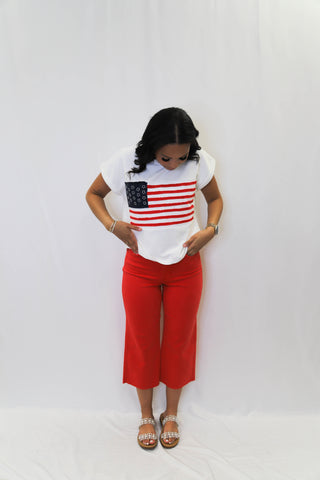 Judy Blue HW Tummy Control Crop Wide in Red