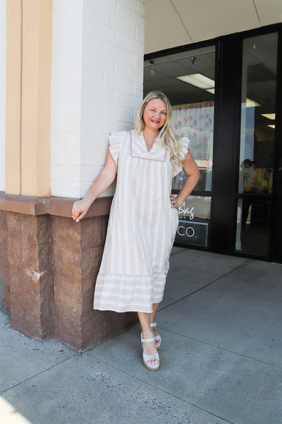 Sandy Stripes Midi Dress
