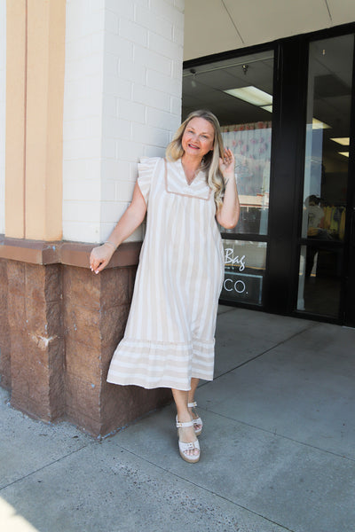 Sandy Stripes Midi Dress