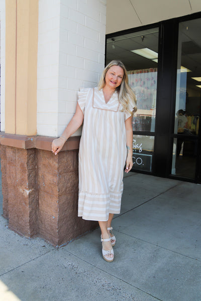 Sandy Stripes Midi Dress