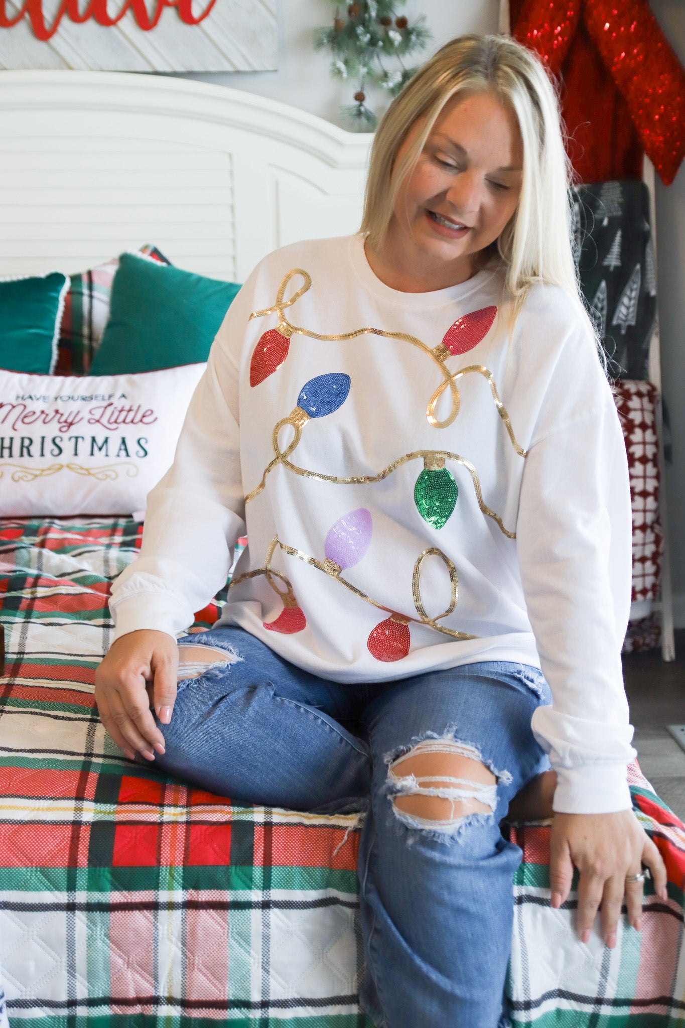 Holiday Sparkle Lights Sweatshirt by Mud Pie
