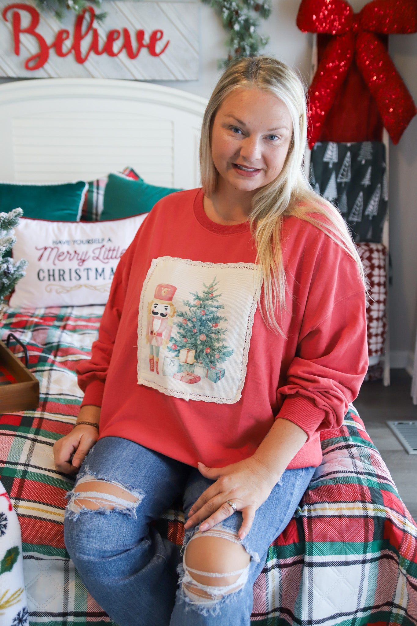 Christmas Nutcracker and Tree Patch Sweatshirt