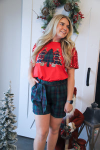 Flannel Pleat-Front Shorts