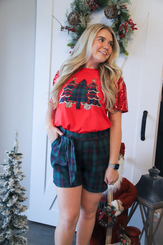 Flannel Pleat-Front Shorts