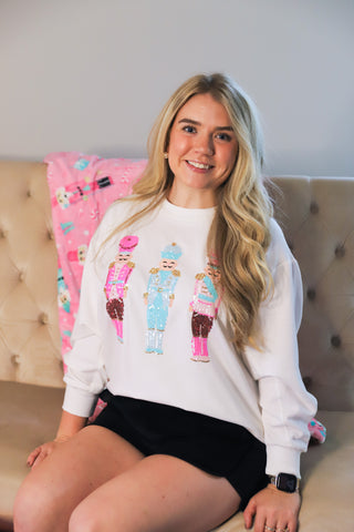 Christmas White 3 Nut Cracker Sweatshirt