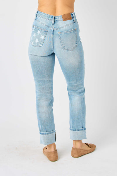 Judy Blue MR Americana Flag Cuff BF