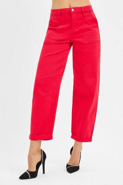 Risen Red HR Ankle Cuffed Barrel Jean
